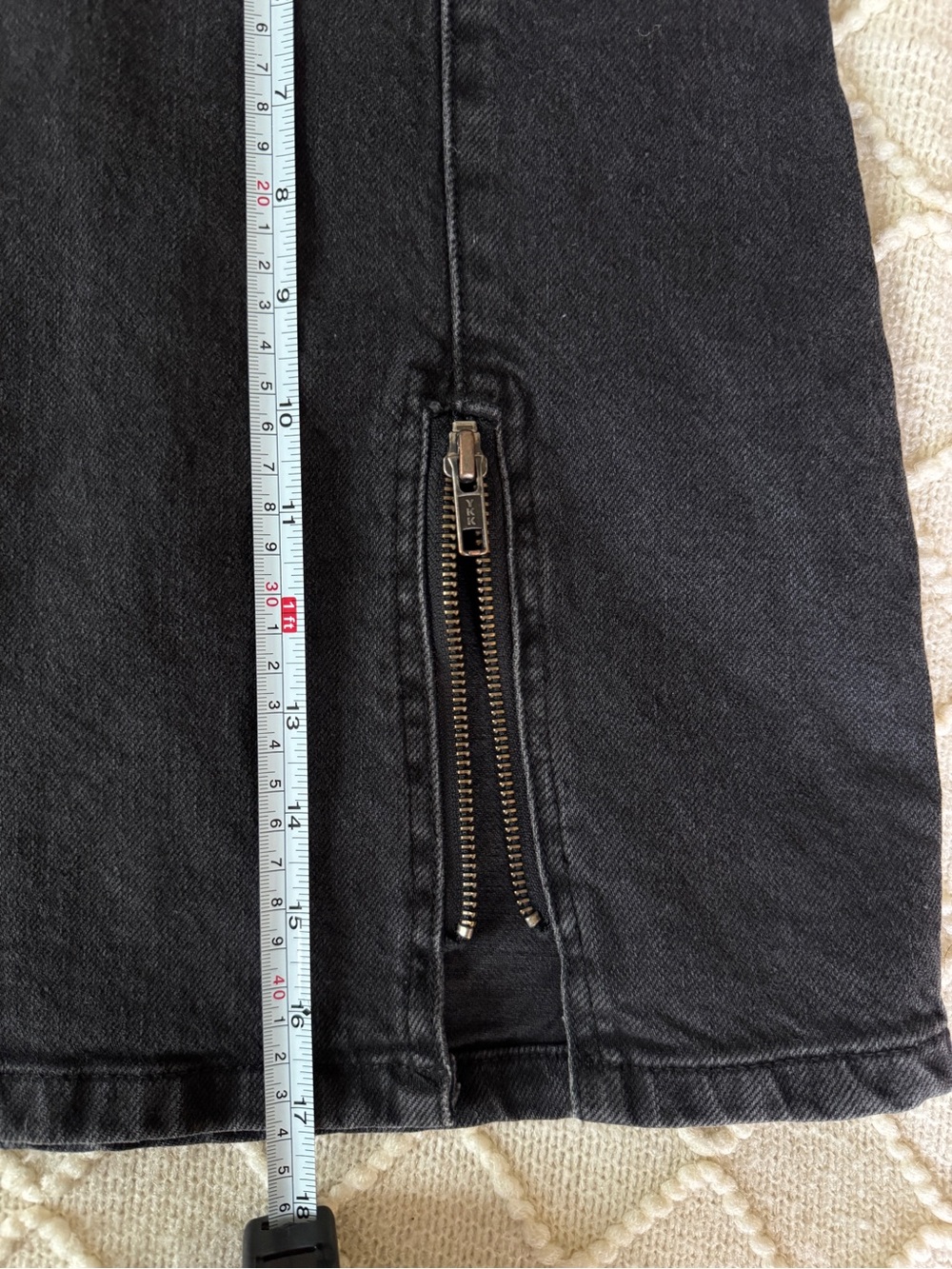 We The Free Black Denim Mini Skirt Zip Slit Stretch Size 10 - Picture 12 of 12